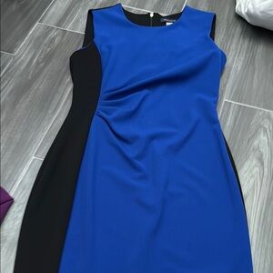 Tommy Hilfiger Blue Sheath Midi Dress Sleeveless Crew Neck